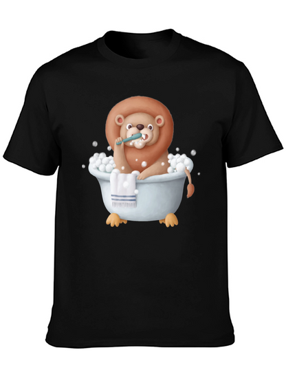 Funny Lion in Bathtub Graphic T-Shirt