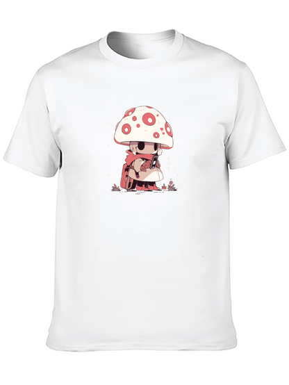 Mushroom Character Black T-Shirt