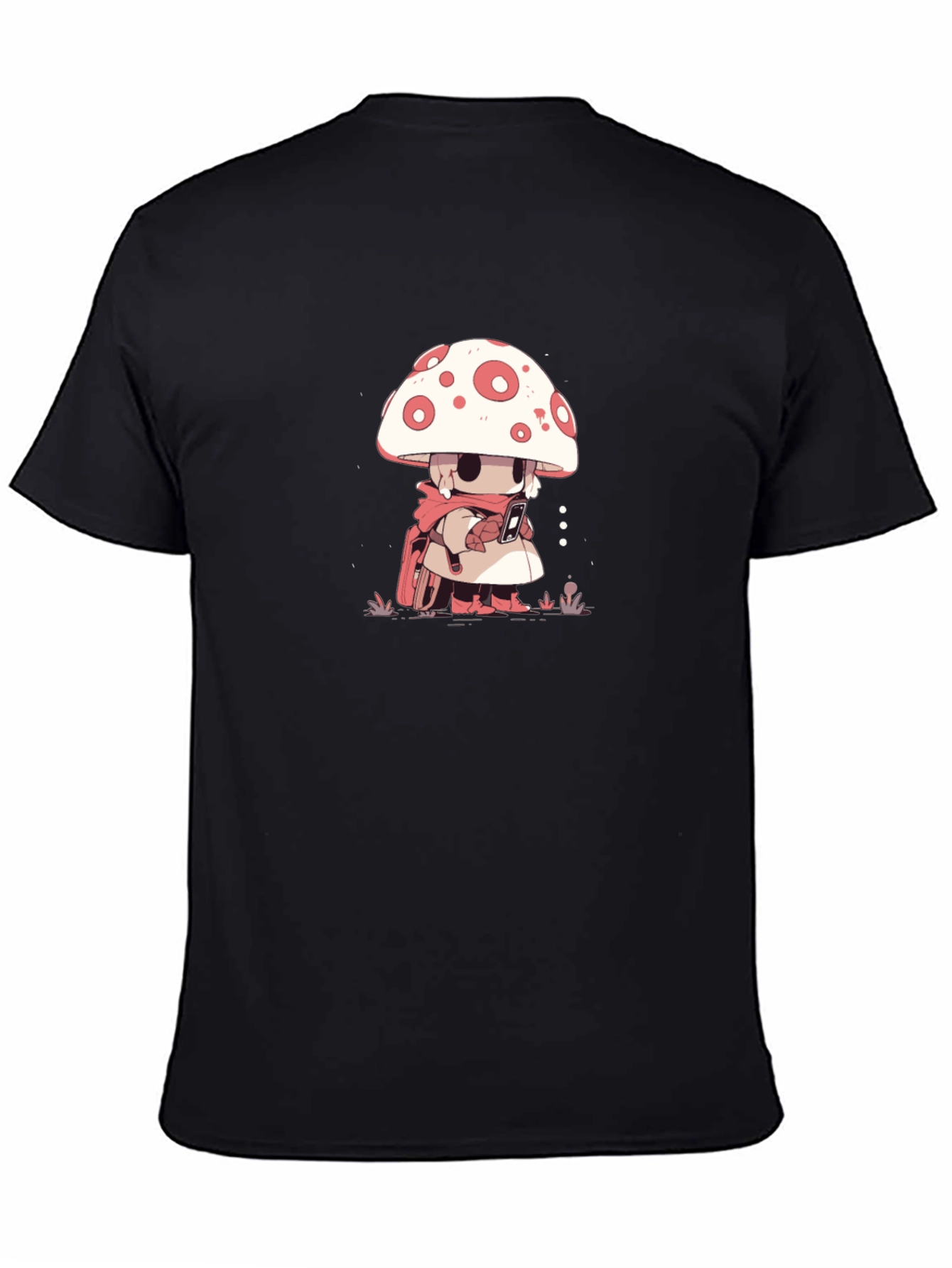 Mushroom Character Black T-Shirt