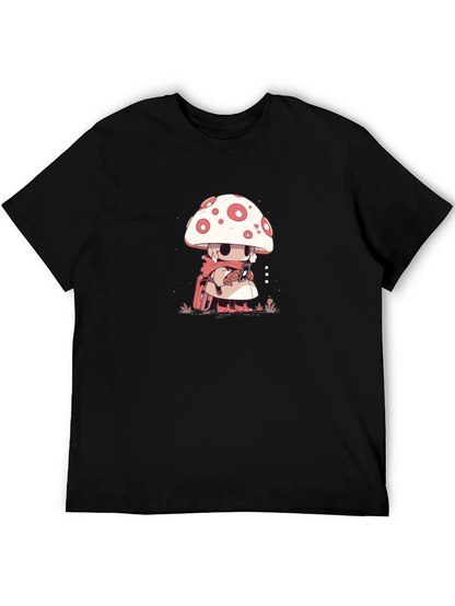 Mushroom Character Black T-Shirt