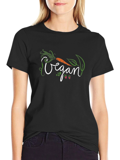 Vegan Graphic Tee - Black Cotton Shirt