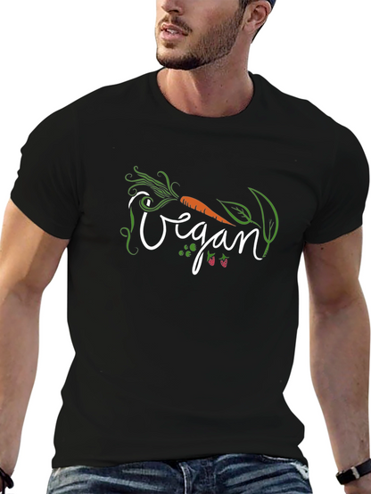 Vegan Graphic Tee - Black Cotton Shirt