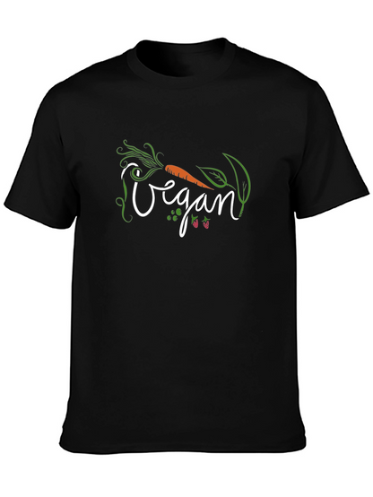 Vegan Graphic Tee - Black Cotton Shirt