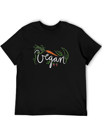 Vegan Graphic Tee - Black Cotton Shirt