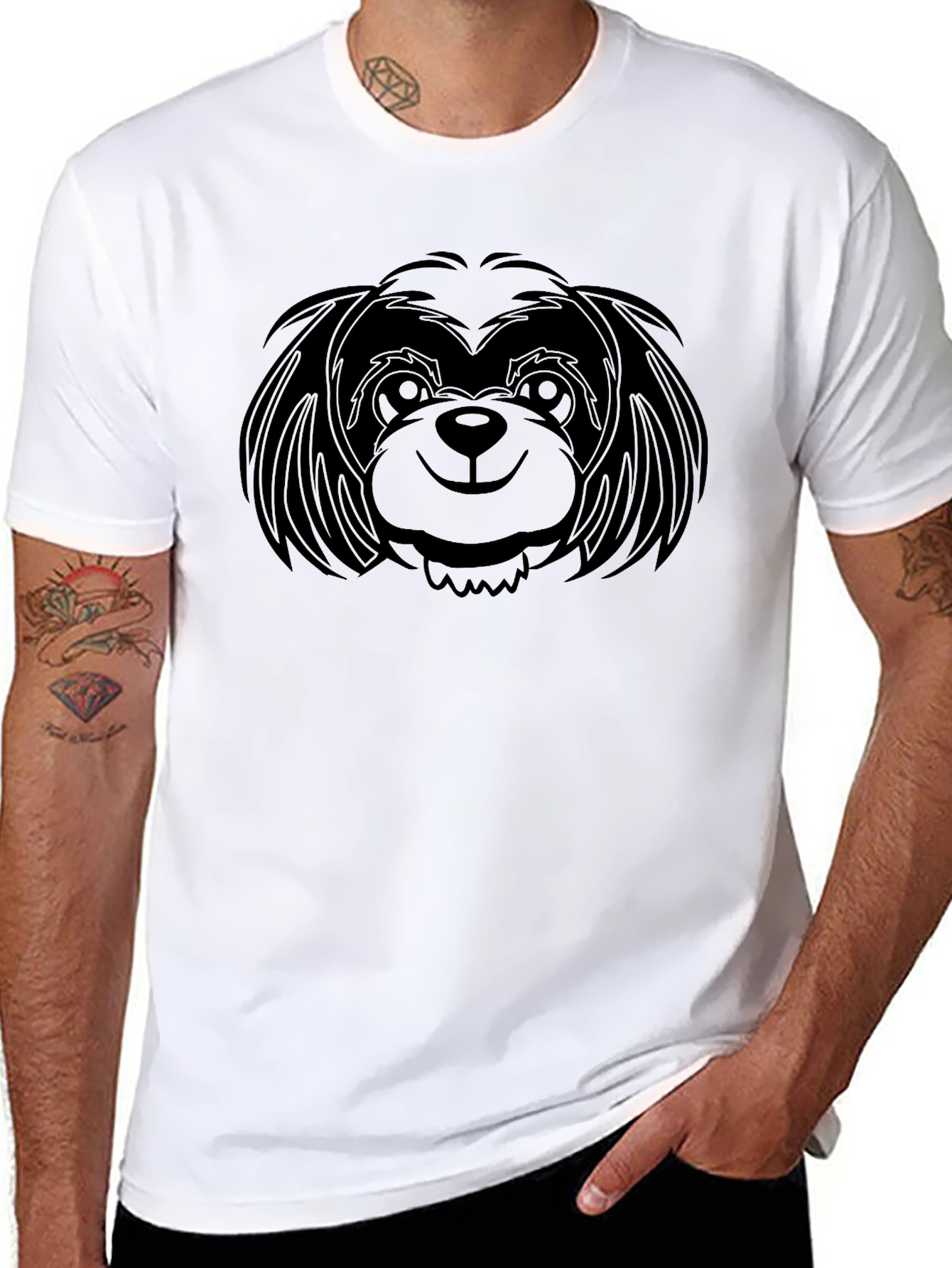Black Dog Graphic Tee - Casual Cotton T-Shirt