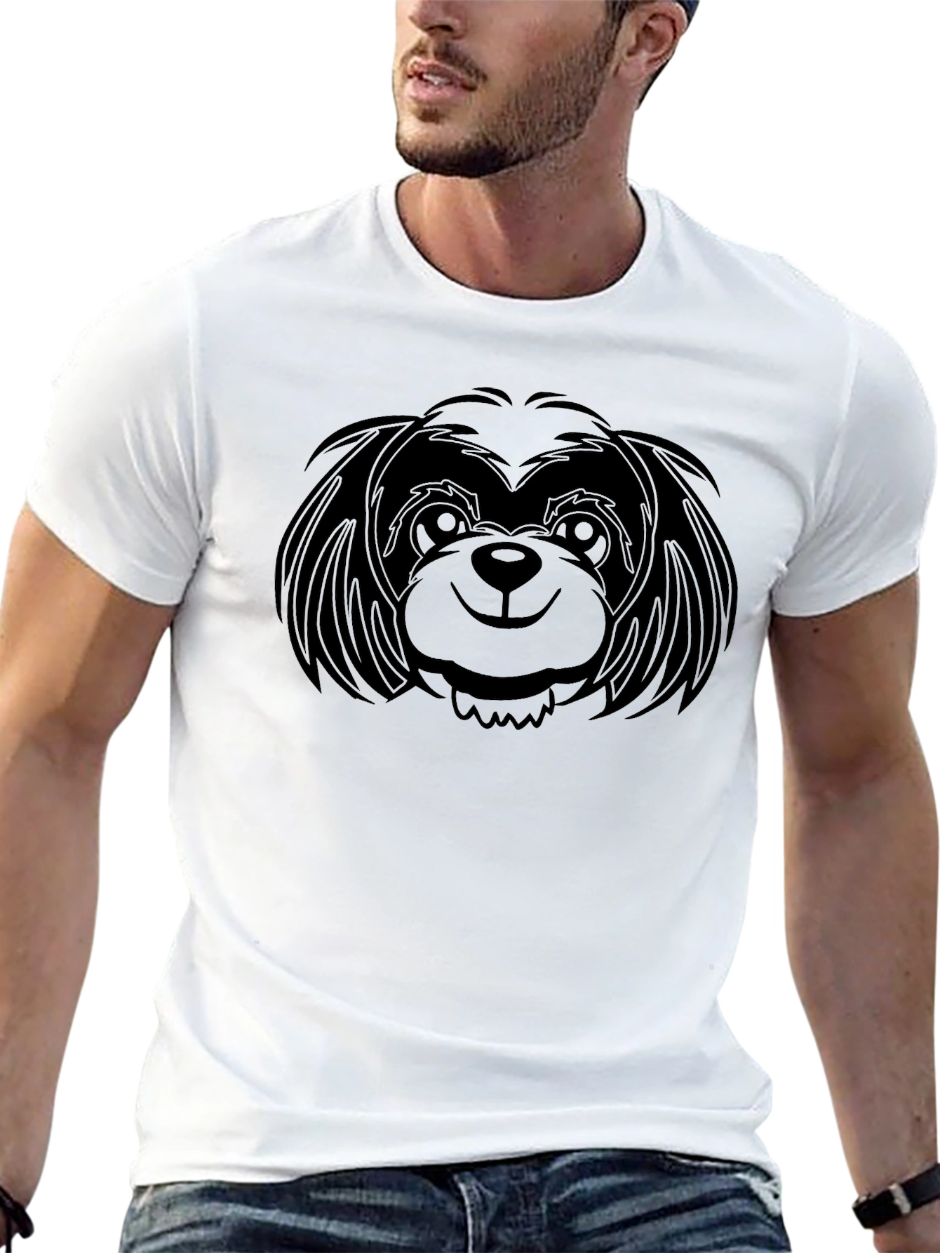 Black Dog Graphic Tee - Casual Cotton T-Shirt