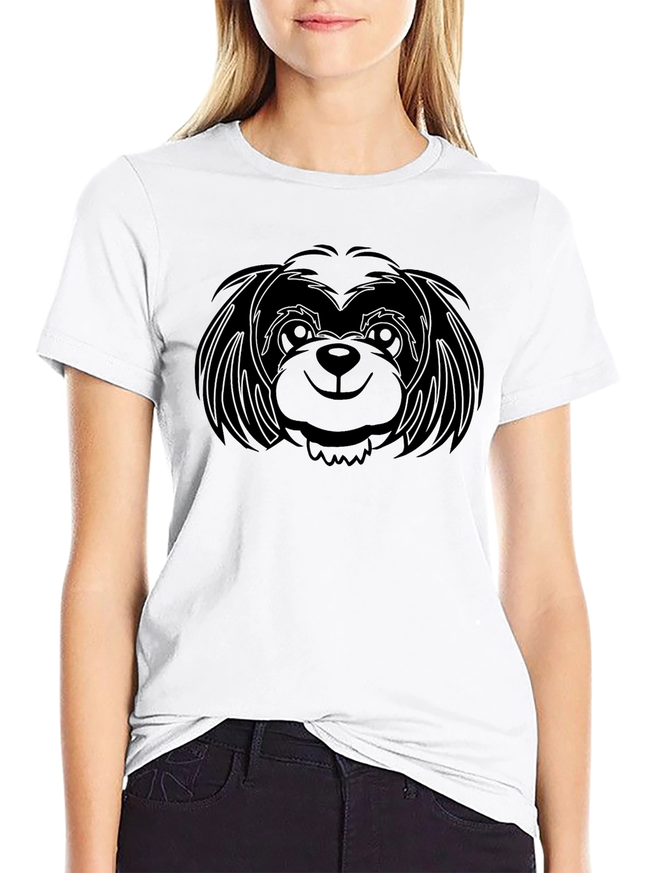 Black Dog Graphic Tee - Casual Cotton T-Shirt
