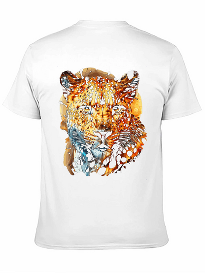 Abstract Leopard Graphic Print Mens Black T-Shirt