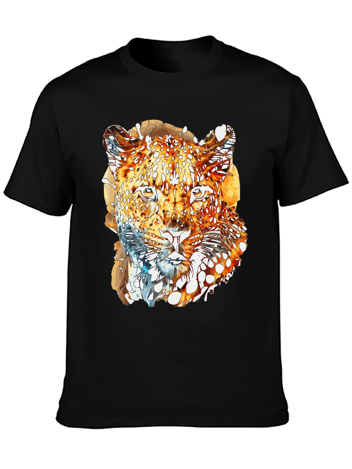 Abstract Leopard Graphic Print Mens Black T-Shirt