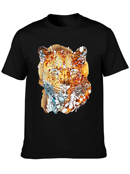 Abstract Leopard Graphic Print Mens Black T-Shirt