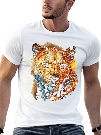 Abstract Leopard Graphic Print Mens Black T-Shirt