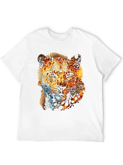 Abstract Leopard Graphic Print Mens Black T-Shirt