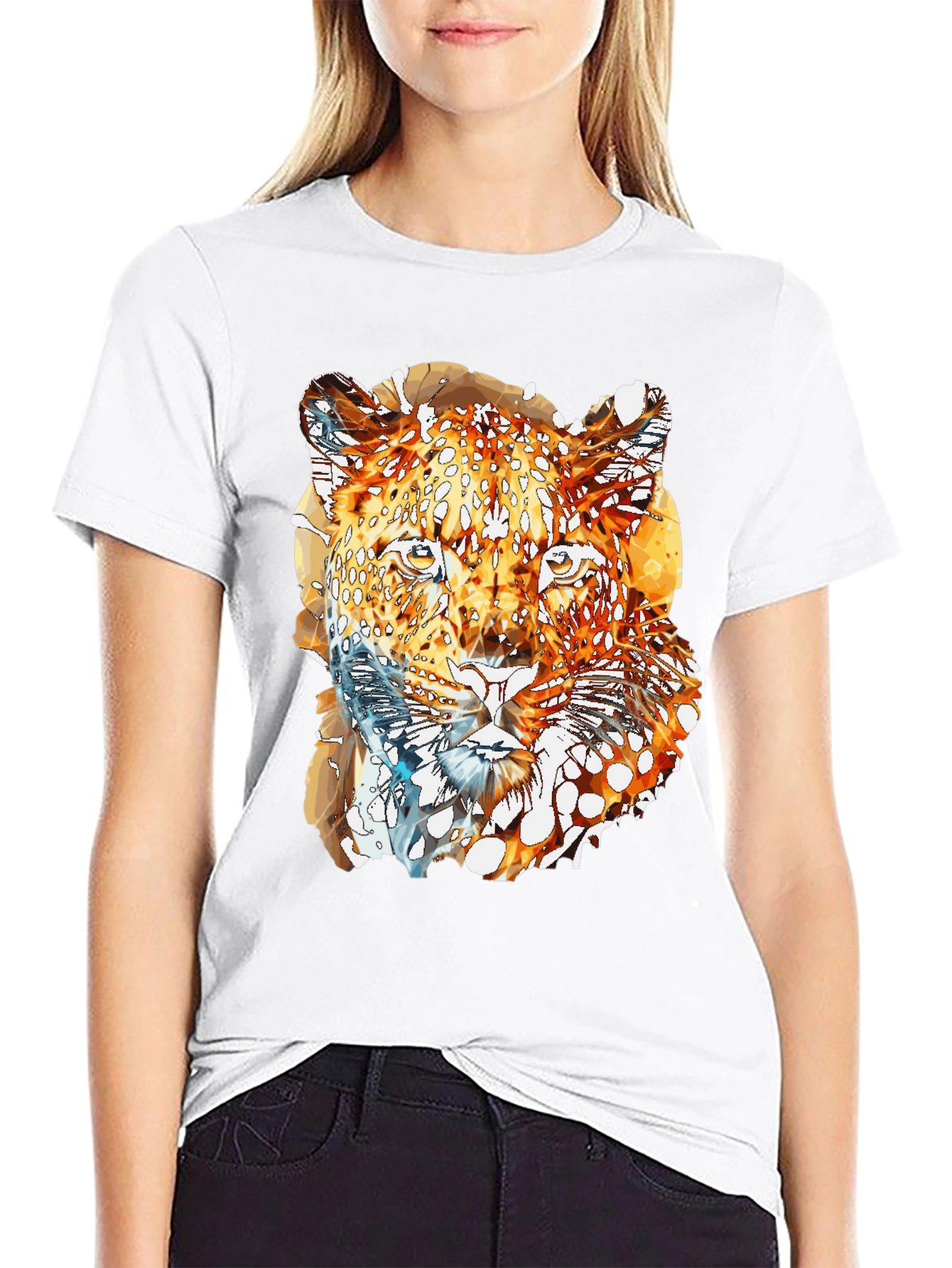 Abstract Leopard Graphic Print Mens Black T-Shirt