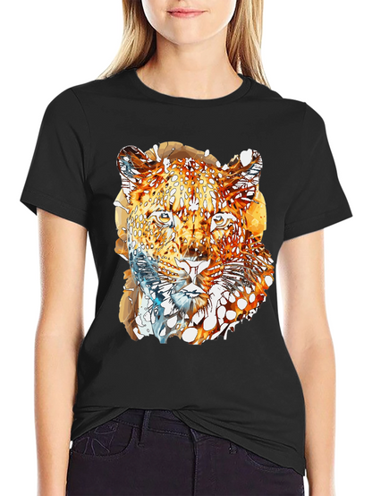 Abstract Leopard Graphic Print Mens Black T-Shirt