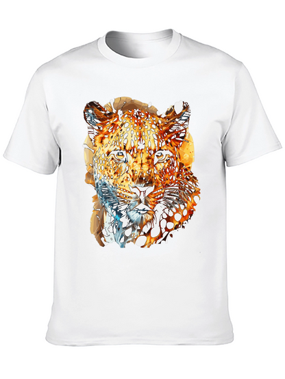 Abstract Leopard Graphic Print Mens Black T-Shirt
