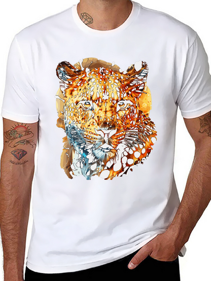 Abstract Leopard Graphic Print Mens Black T-Shirt