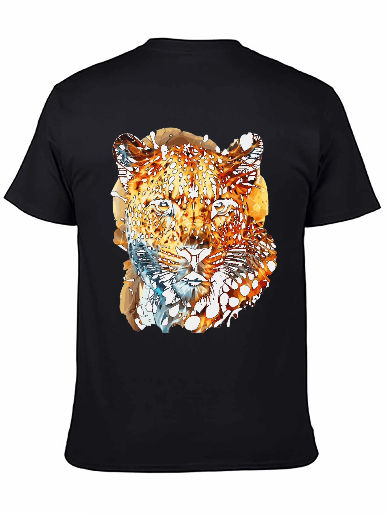 Abstract Leopard Graphic Print Mens Black T-Shirt