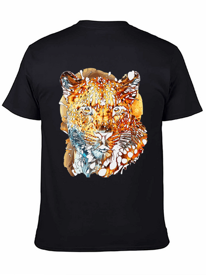 Abstract Leopard Graphic Print Mens Black T-Shirt