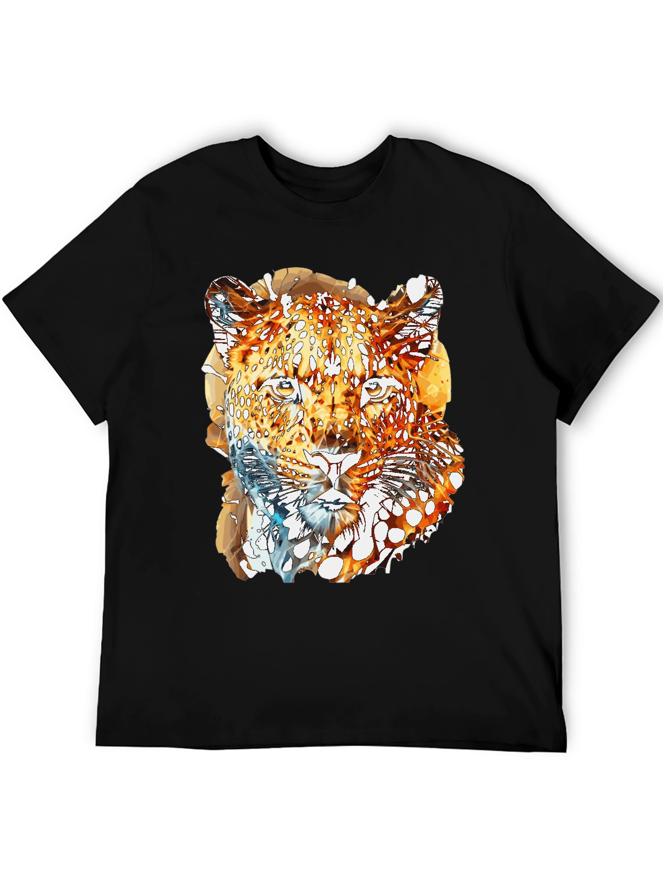 Abstract Leopard Graphic Print Mens Black T-Shirt