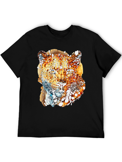 Abstract Leopard Graphic Print Mens Black T-Shirt