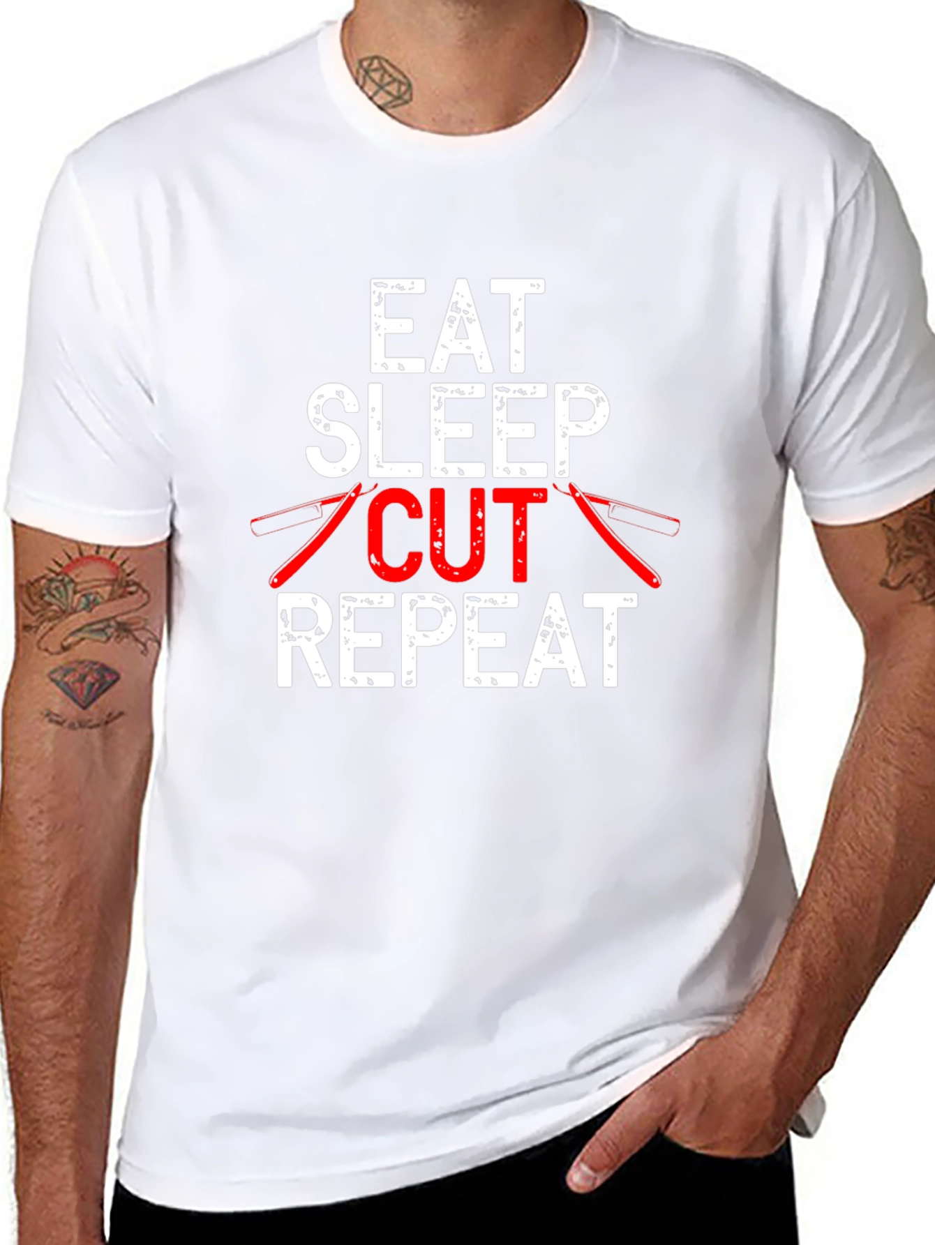 Eat Sleep Cut Repeat T-Shirt Barber Hairdresser