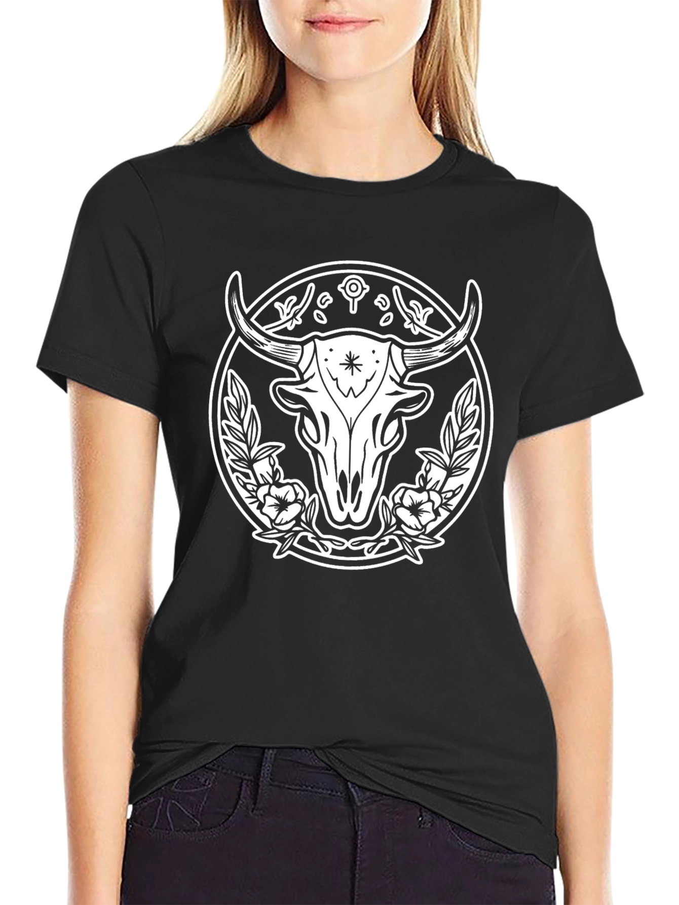 Bull Skull Graphic T-Shirt - Western Style Tee