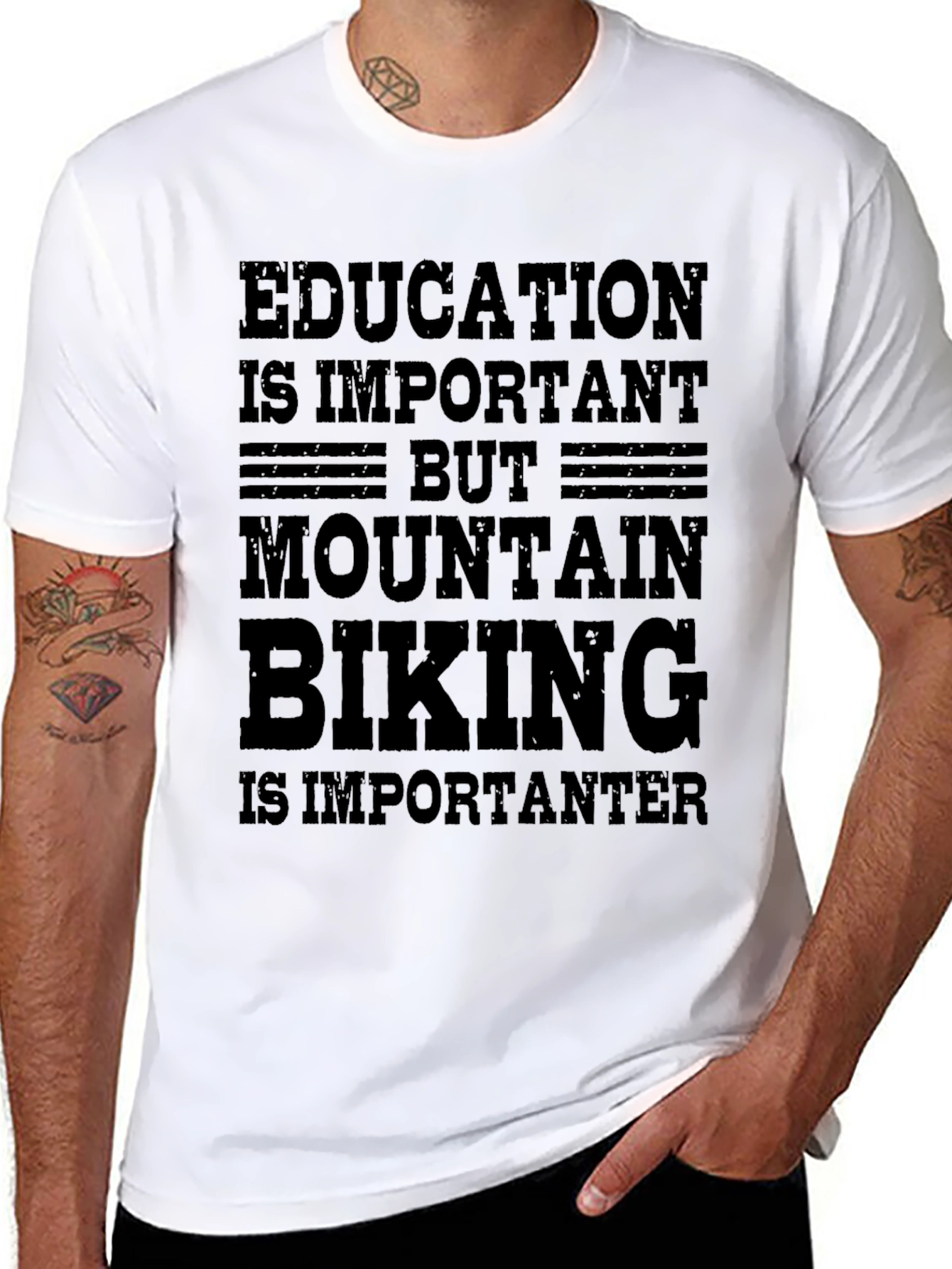 Mountain Biking T-Shirt - Education vs. Bikes