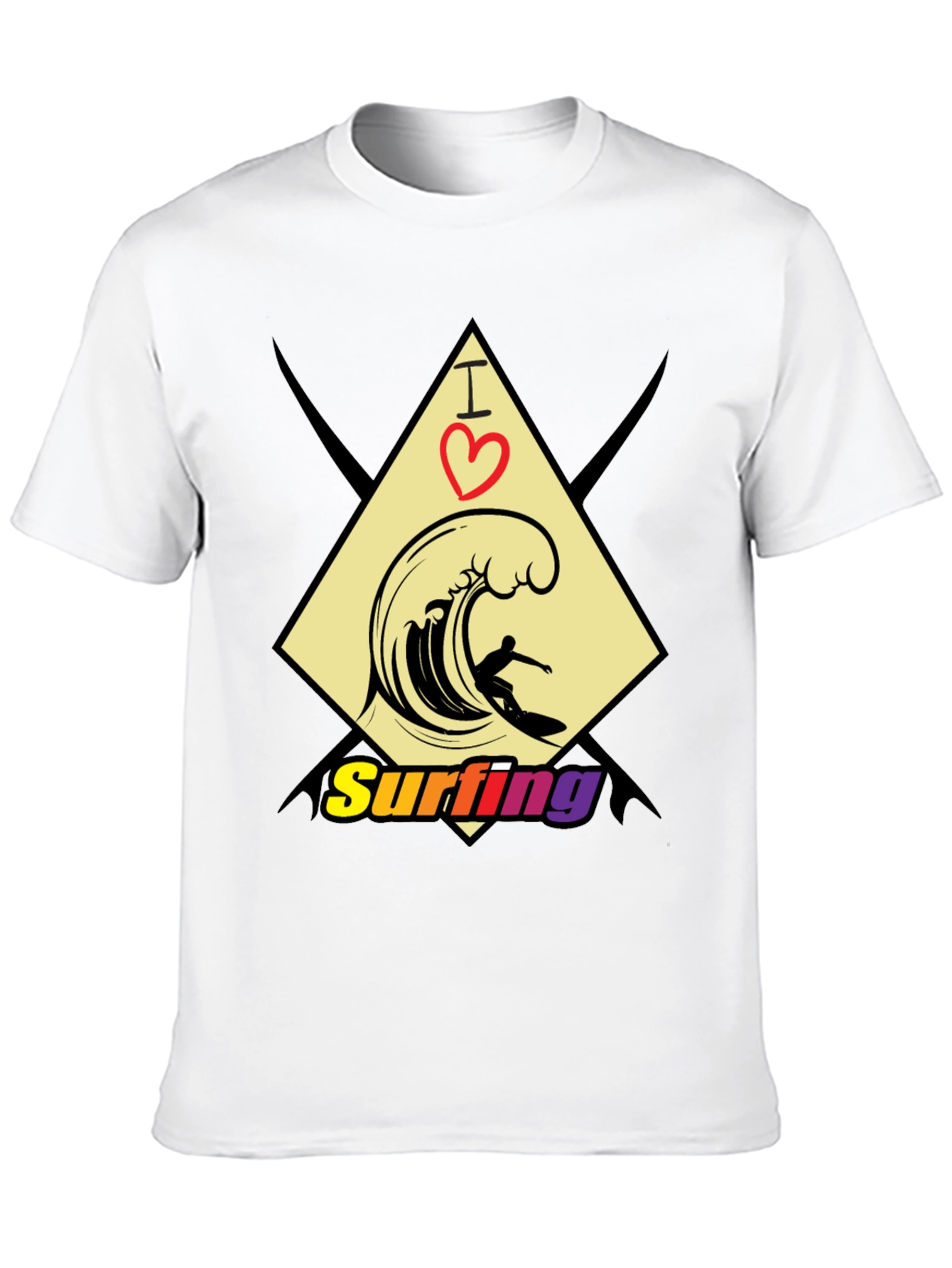 I Love Surfing Black T-Shirt - Stylish Graphic Tee