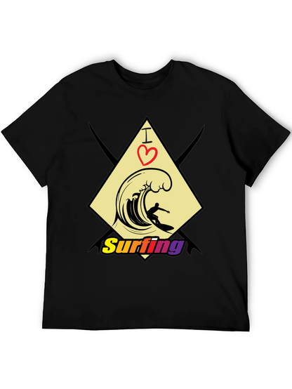 I Love Surfing Black T-Shirt - Stylish Graphic Tee