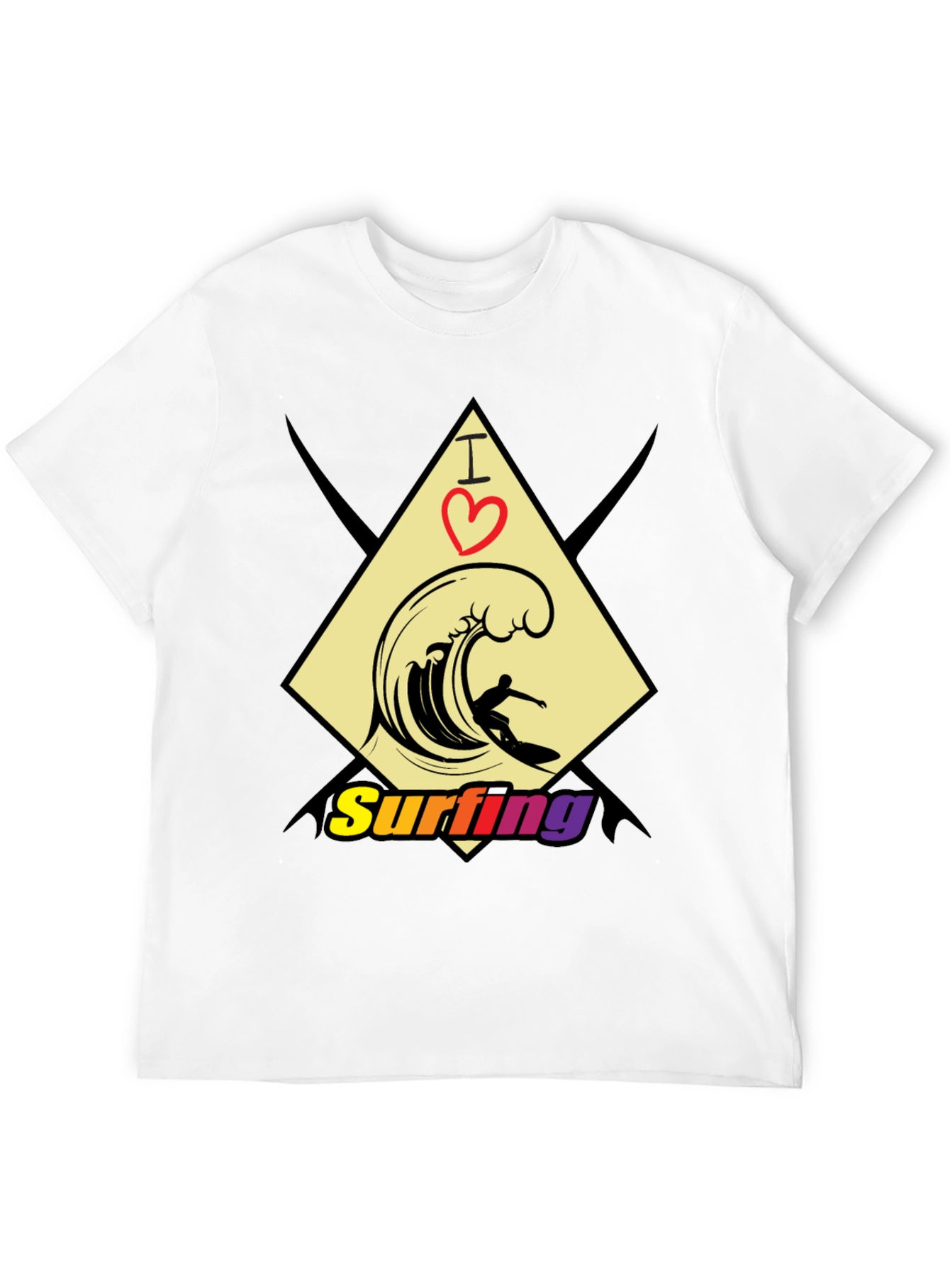 I Love Surfing Black T-Shirt - Stylish Graphic Tee