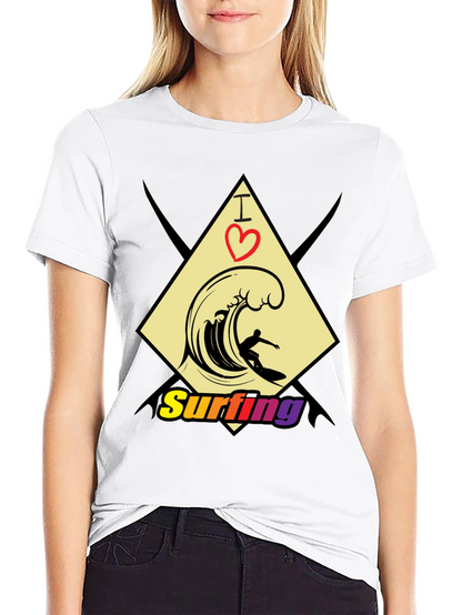 I Love Surfing Black T-Shirt - Stylish Graphic Tee