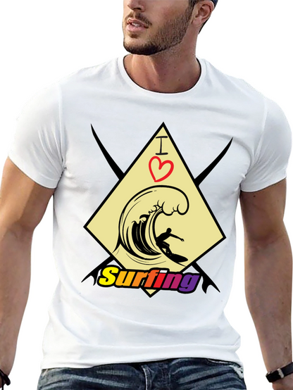 I Love Surfing Black T-Shirt - Stylish Graphic Tee