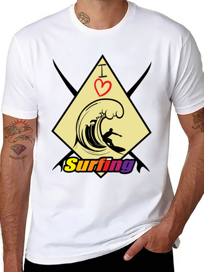 I Love Surfing Black T-Shirt - Stylish Graphic Tee