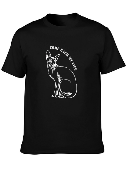 Come Back My Life Cat Graphic Black T-Shirt