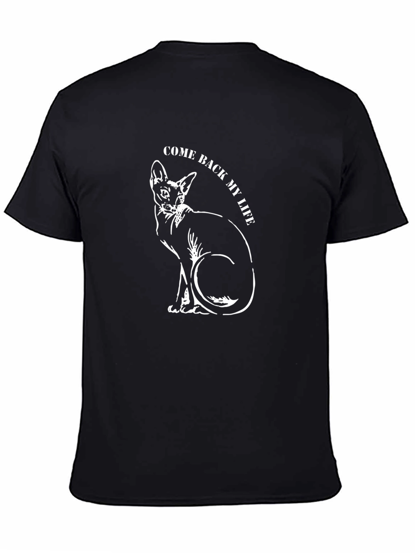 Come Back My Life Cat Graphic Black T-Shirt