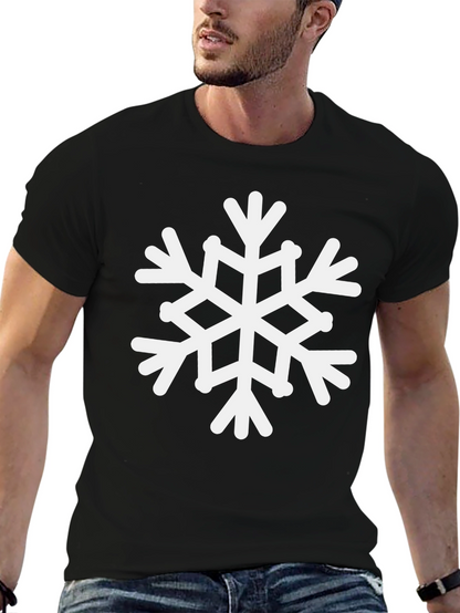 Snowflake Graphic Tee - Black Cotton Holiday Shirt