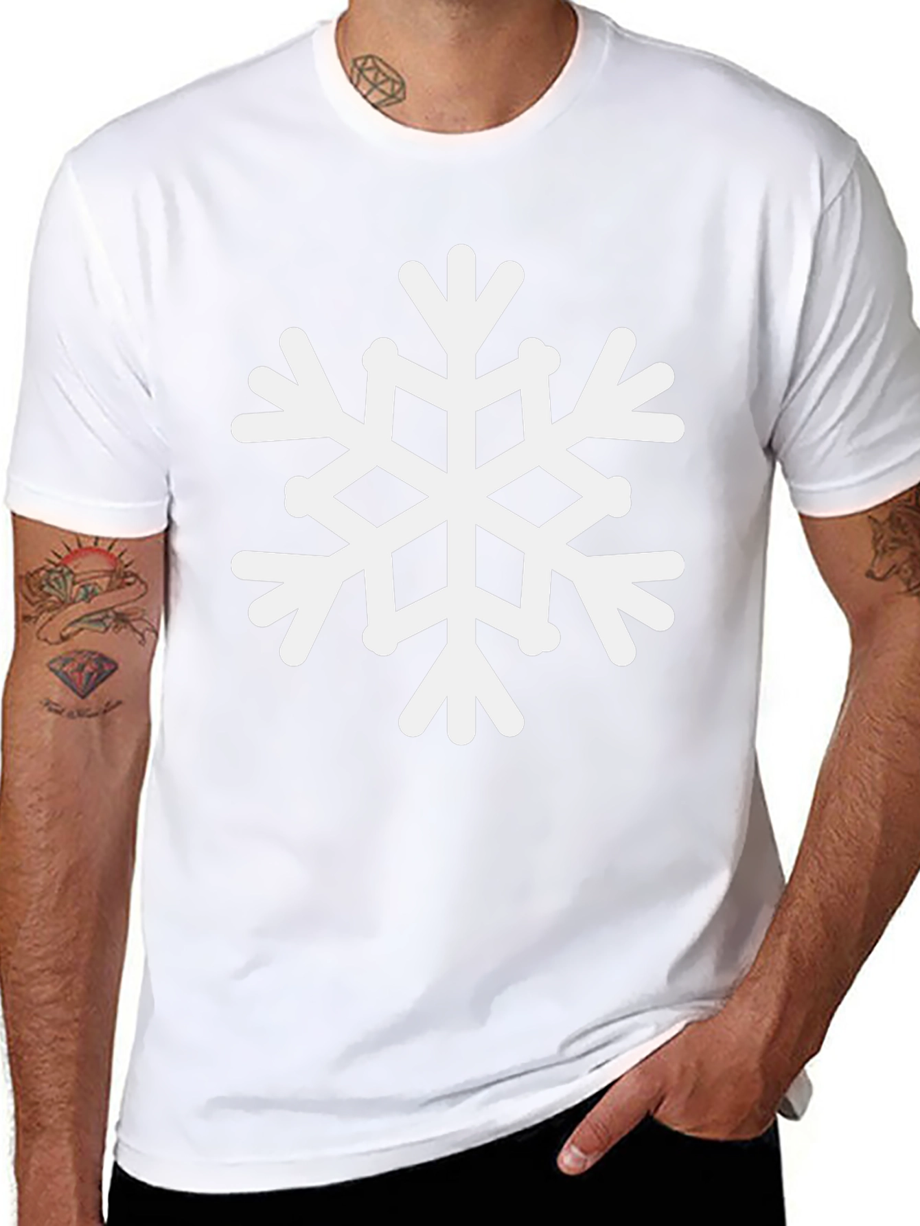Snowflake Graphic Tee - Black Cotton Holiday Shirt