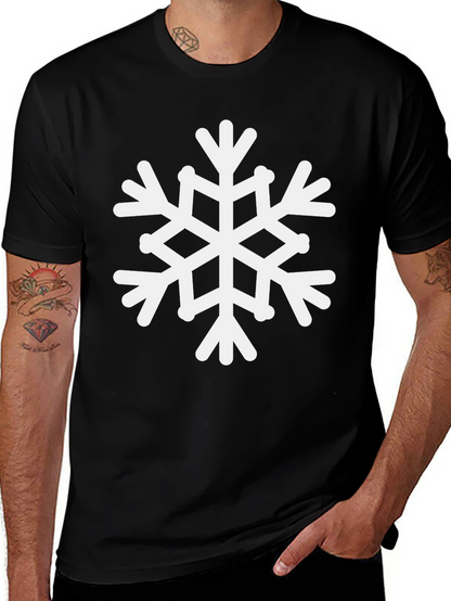Snowflake Graphic Tee - Black Cotton Holiday Shirt