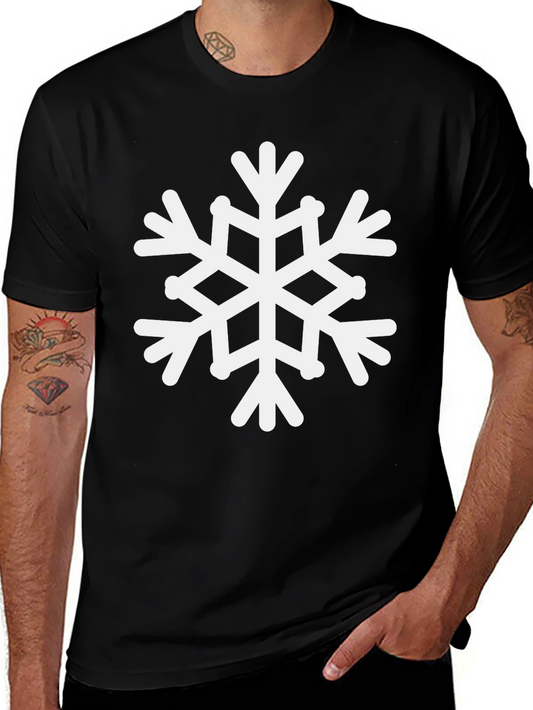 Snowflake Graphic Tee - Black Cotton Holiday Shirt
