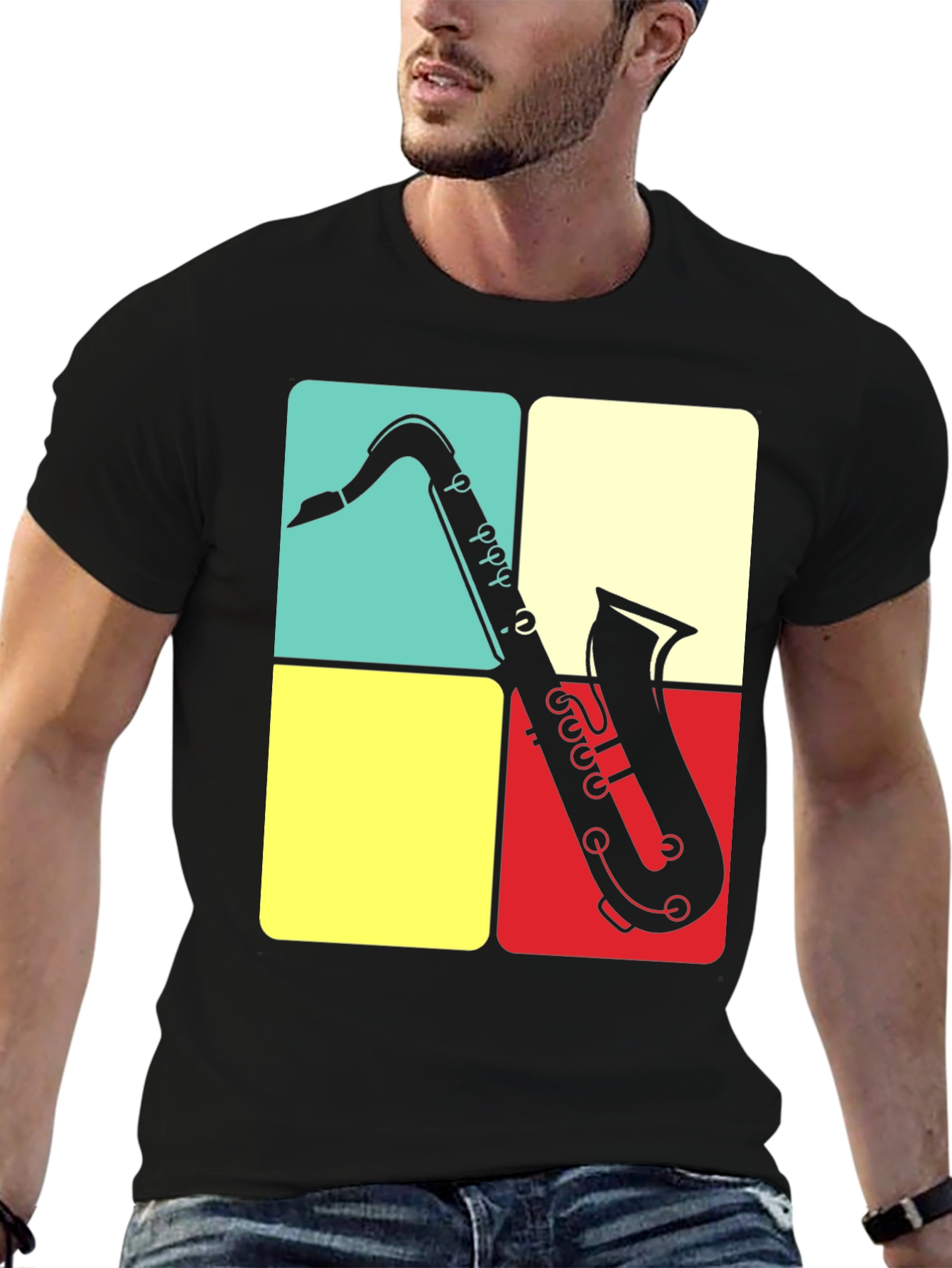 Saxophone Graphic Tee | Retro Musical Shirt
