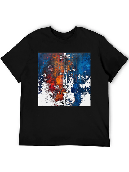 Abstract Violin Graphic Tee - Artistic Musician Shirt