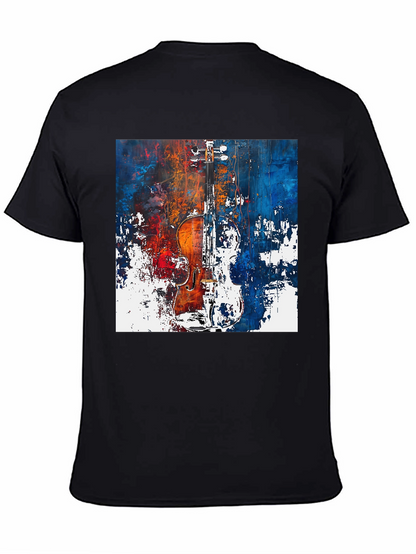Abstract Violin Graphic Tee - Artistic Musician Shirt