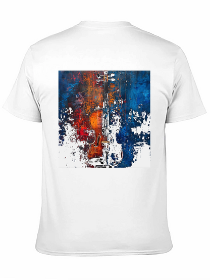 Abstract Violin Graphic Tee - Artistic Musician Shirt