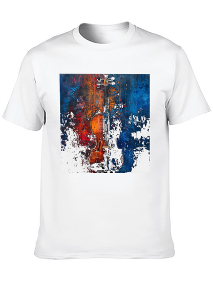 Abstract Violin Graphic Tee - Artistic Musician Shirt