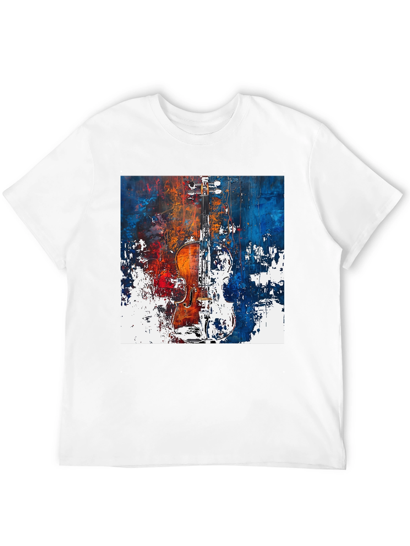 Abstract Violin Graphic Tee - Artistic Musician Shirt