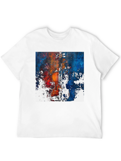 Abstract Violin Graphic Tee - Artistic Musician Shirt