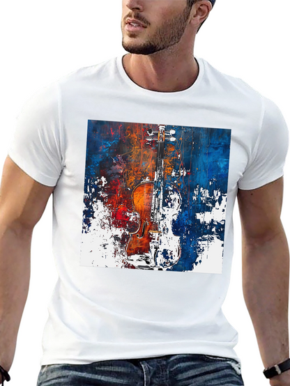 Abstract Violin Graphic Tee - Artistic Musician Shirt
