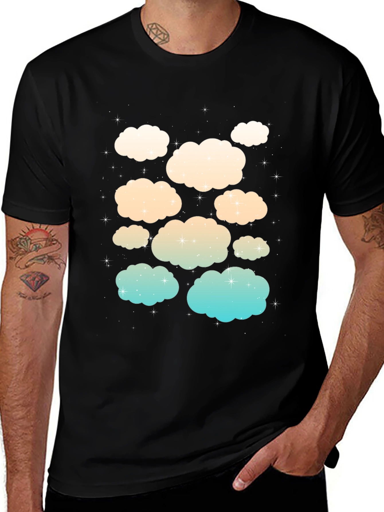 Cloud Print Black T-Shirt
