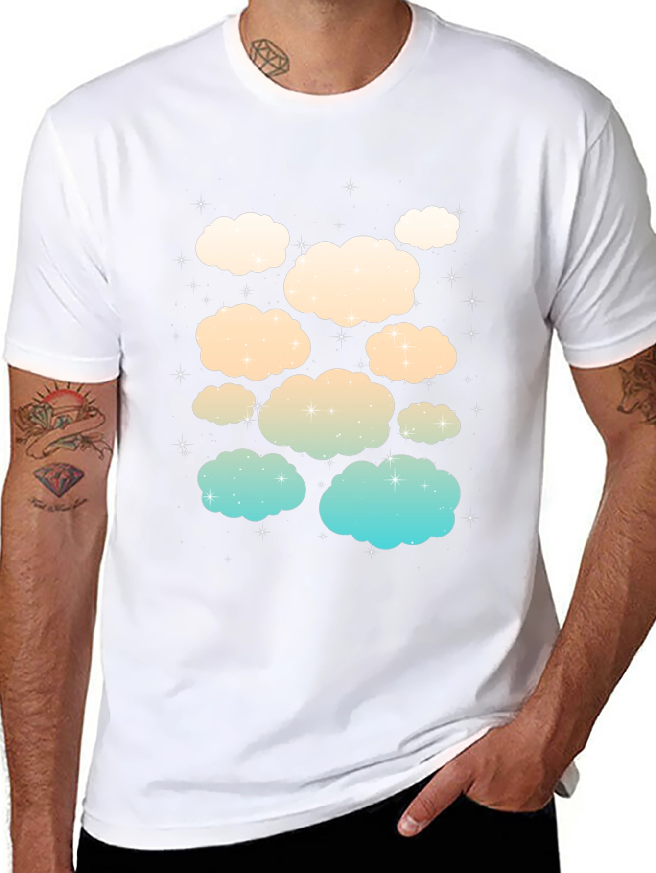 Cloud Print Black T-Shirt