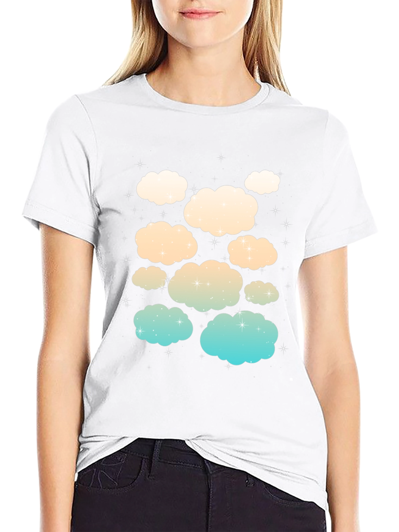 Cloud Print Black T-Shirt